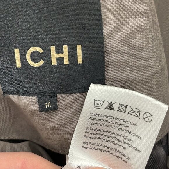 ICHI Puffer Trench Coat Square Tie Brown Size Medium M - Picture 12 of 16